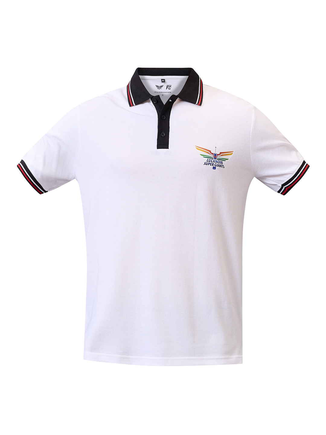 Lucknow Super Giants Men White Solid Half Sleeves Polo Collar Cotton T-Shirt (5)