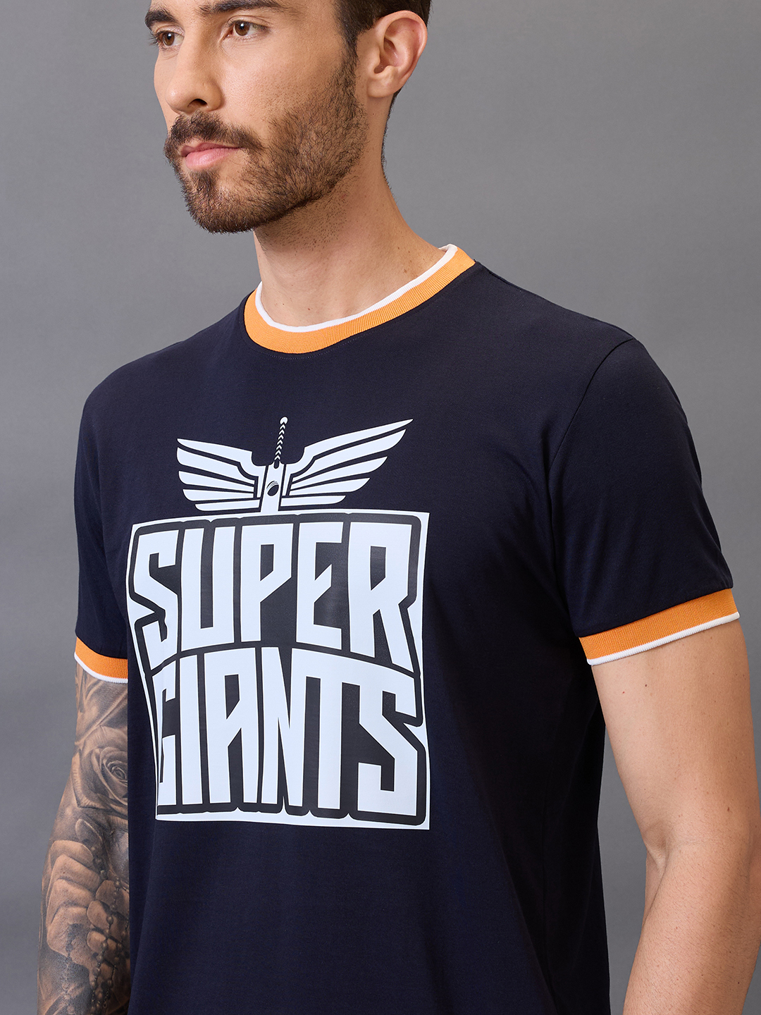 Lucknow Super Giants Men White Typography Printed Half Sleeves Round Neck Cotton T-Shirt (2)