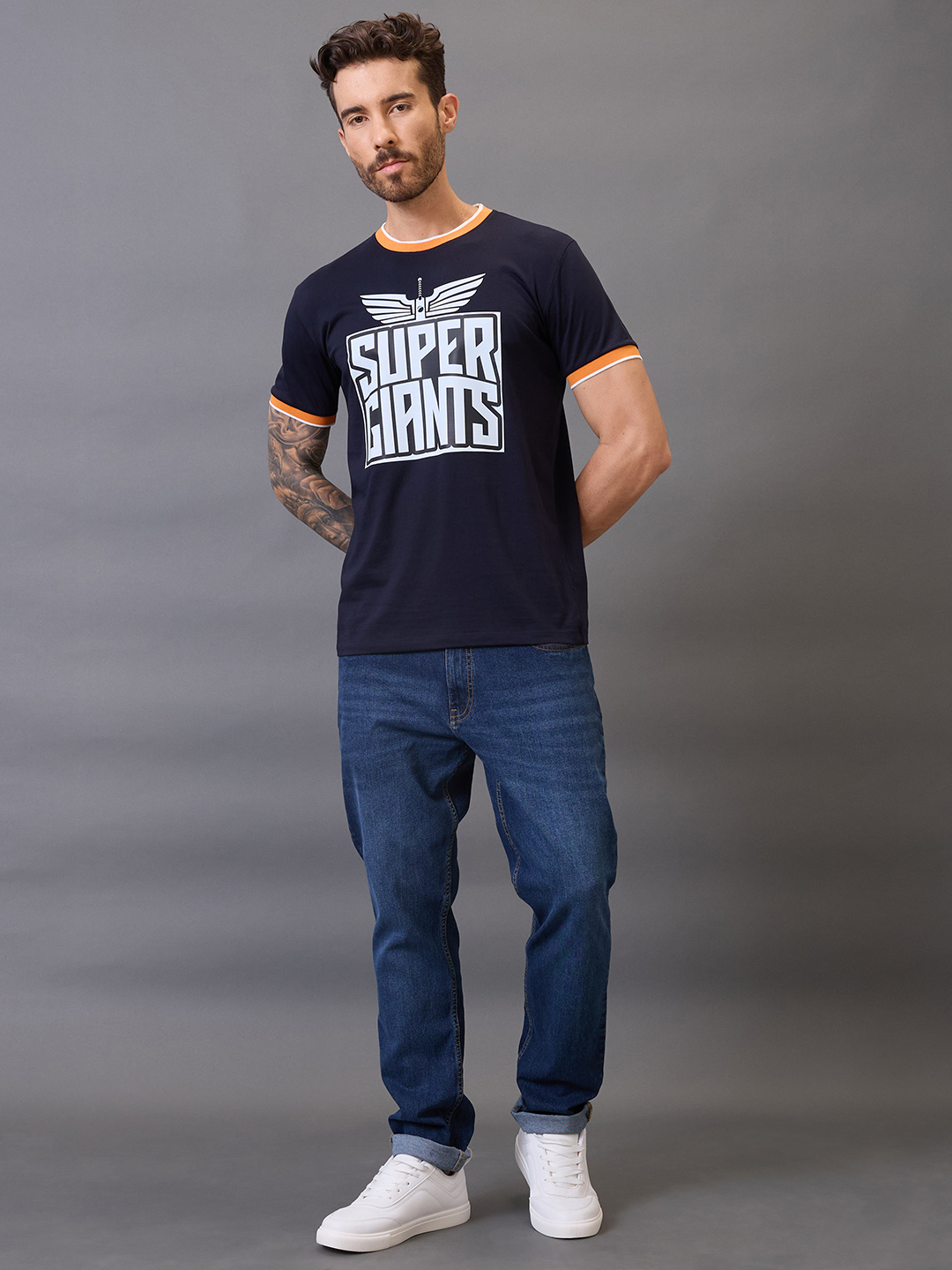 Lucknow Super Giants Men White Typography Printed Half Sleeves Round Neck Cotton T-Shirt (4)