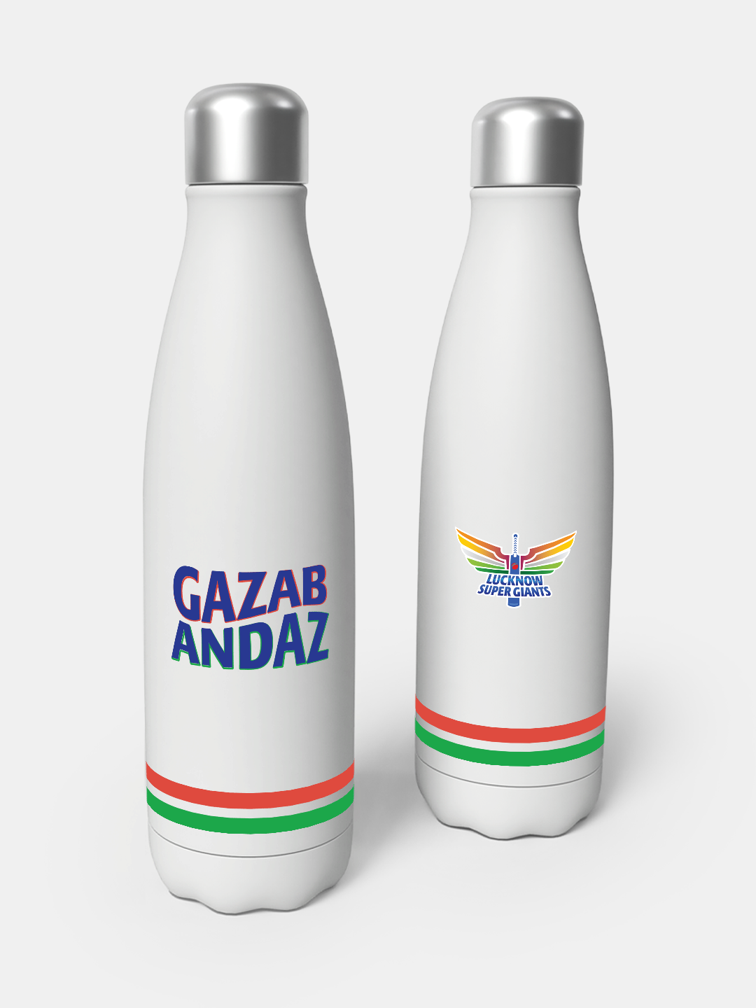 Navy Blue and White Logo Printed Gazab Andaz Double Walled Stainless Steel Vacuum Insulated Flask Bottle - 500 ML(Pack o