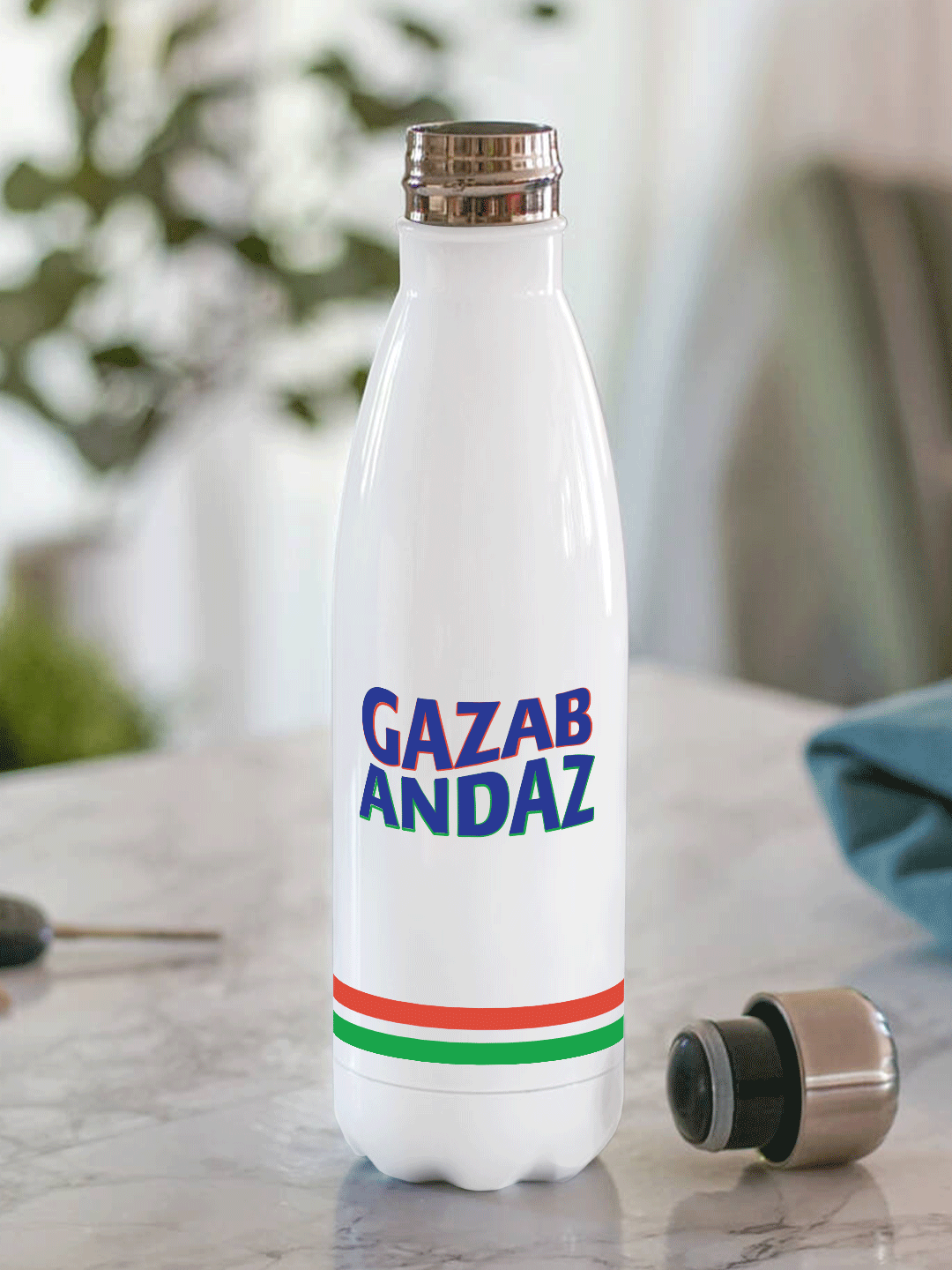 Lucknow Super Giants Navy Blue and White Logo Printed Gazab Andaz Double Walled Stainless Steel Vacuum Insulated Flask B (7)
