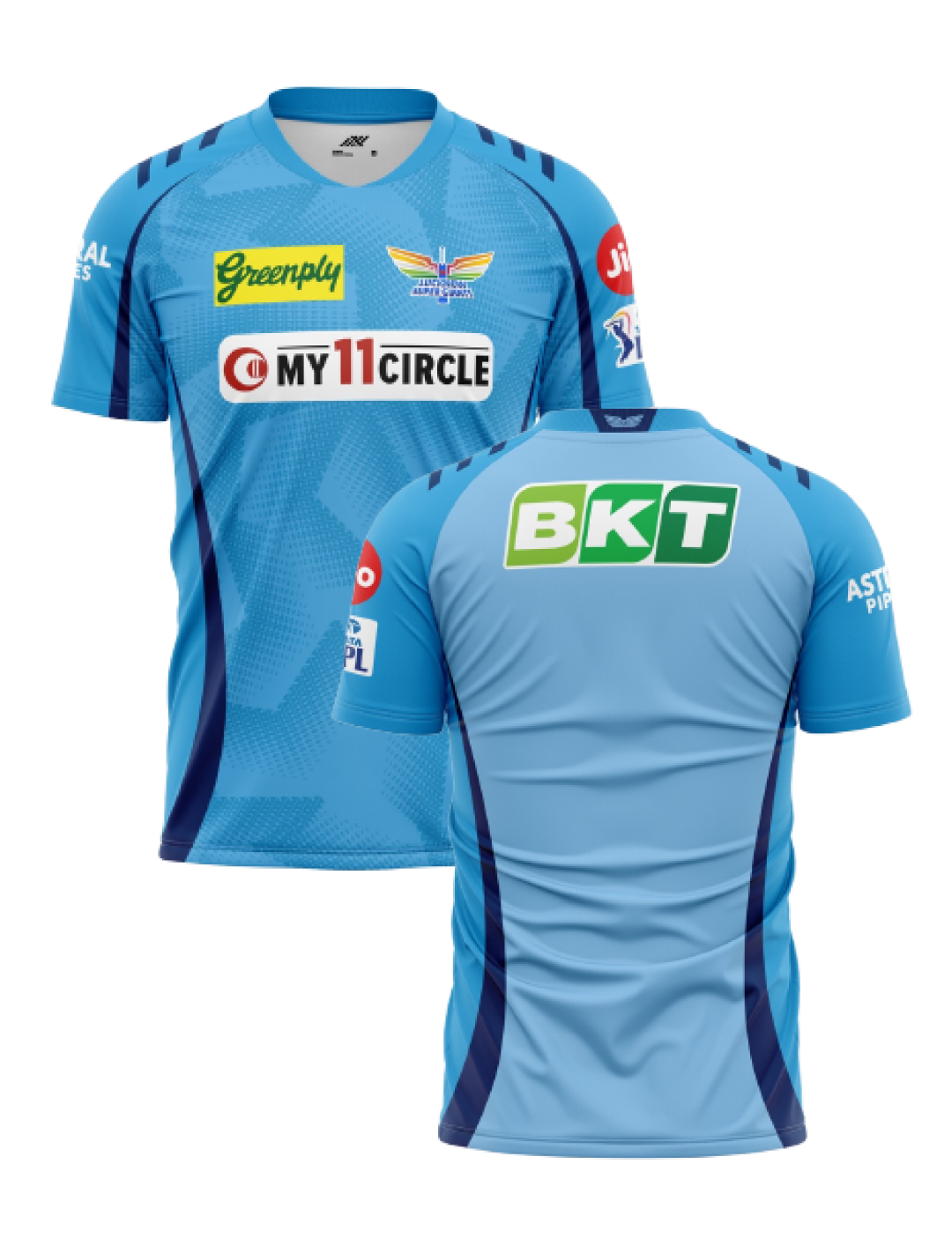 Lucknow Super Giants Unisex Sky Blue Printed Half Sleeves Round Neck Polyester Practice Jersey: Customised With Your Nam (3)
