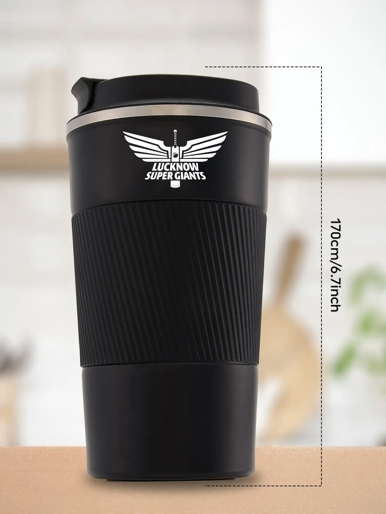 Lucknow Super Giants Vacuum Insulated Double-Walled with Spill Proof Flip Top Stainless Steel Coffee Tumbler - 400 ML (B (9)