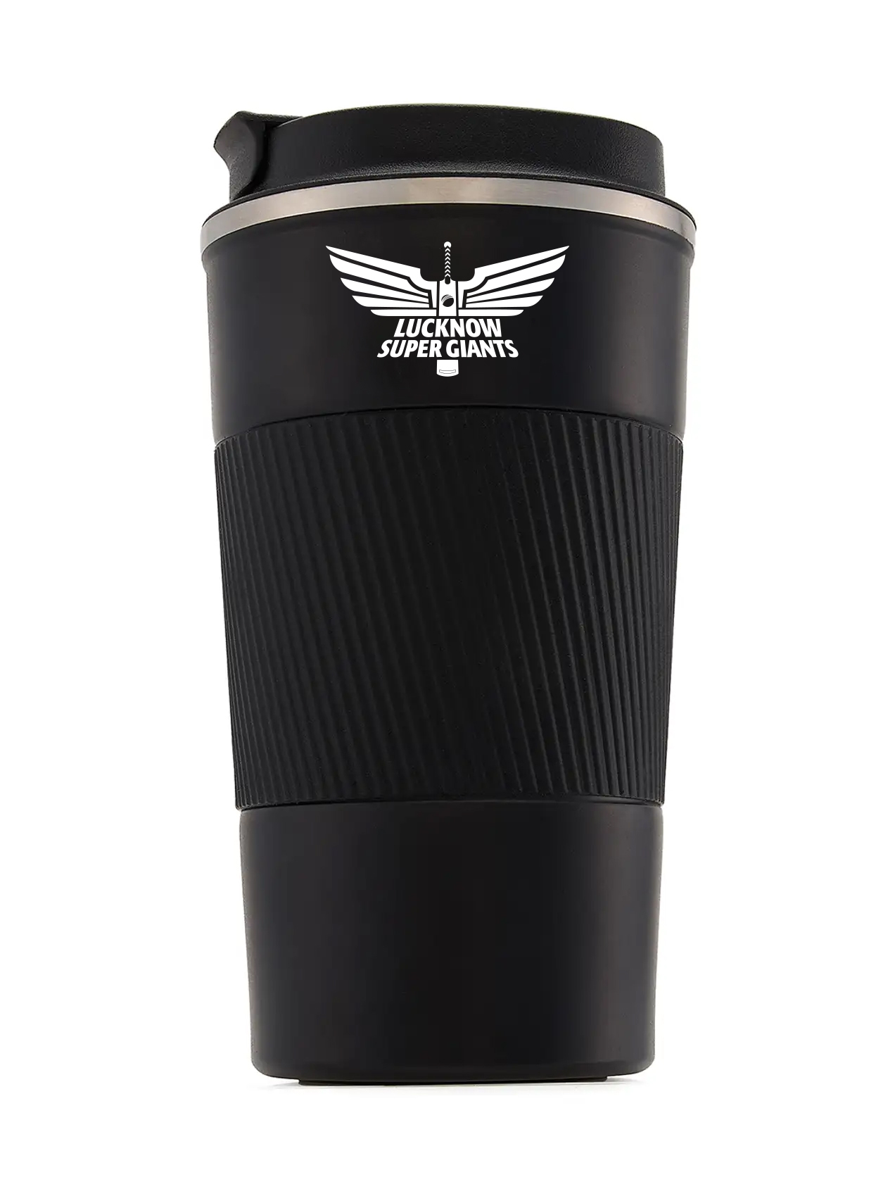 Vacuum Insulated Double-Walled with Spill Proof Flip Top Stainless Steel Coffee Tumbler - 400 ML (Black)
