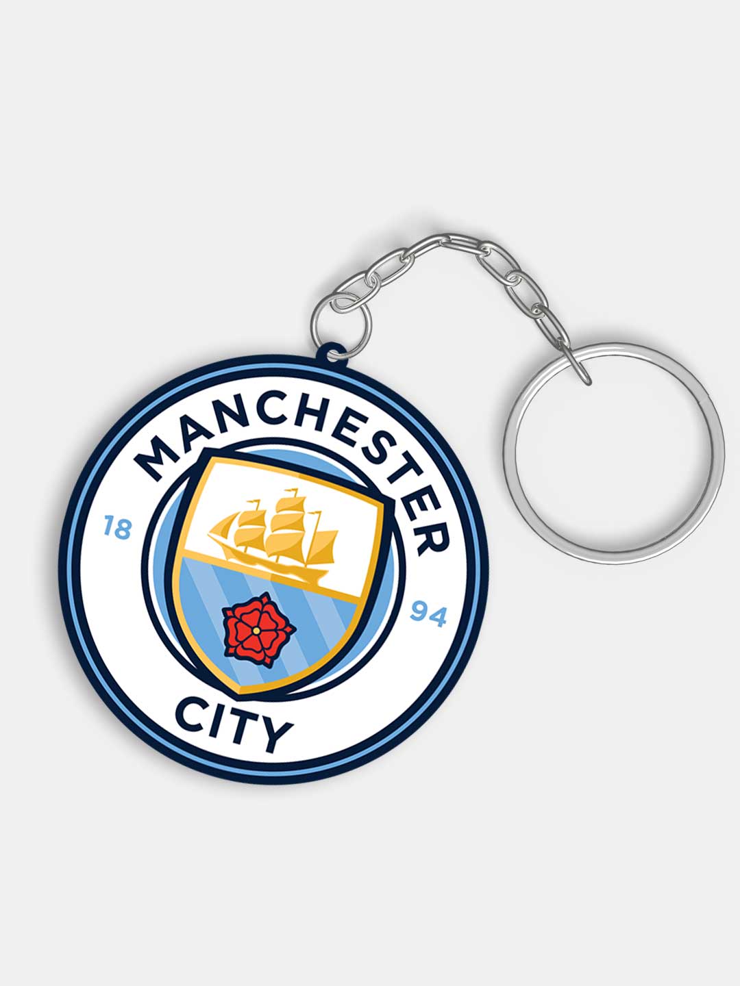 Manchester City F.C. Blue and White Printed Manchester City Crest Acrylic Keychain (Pack of 1) (1)