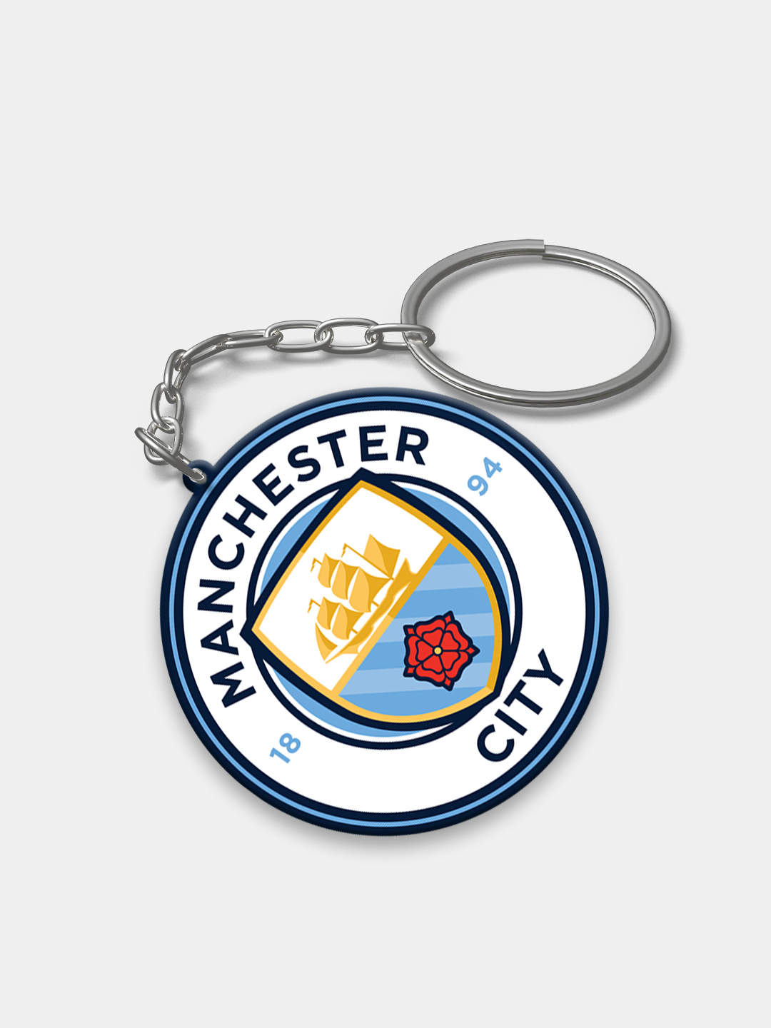 Manchester City F.C. Blue and White Printed Manchester City Crest Acrylic Keychain (Pack of 1) (2)