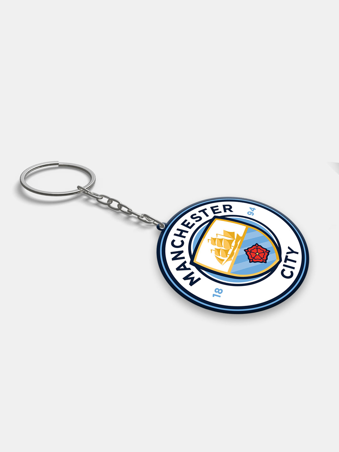 Manchester City F.C. Blue and White Printed Manchester City Crest Acrylic Keychain (Pack of 1) (3)