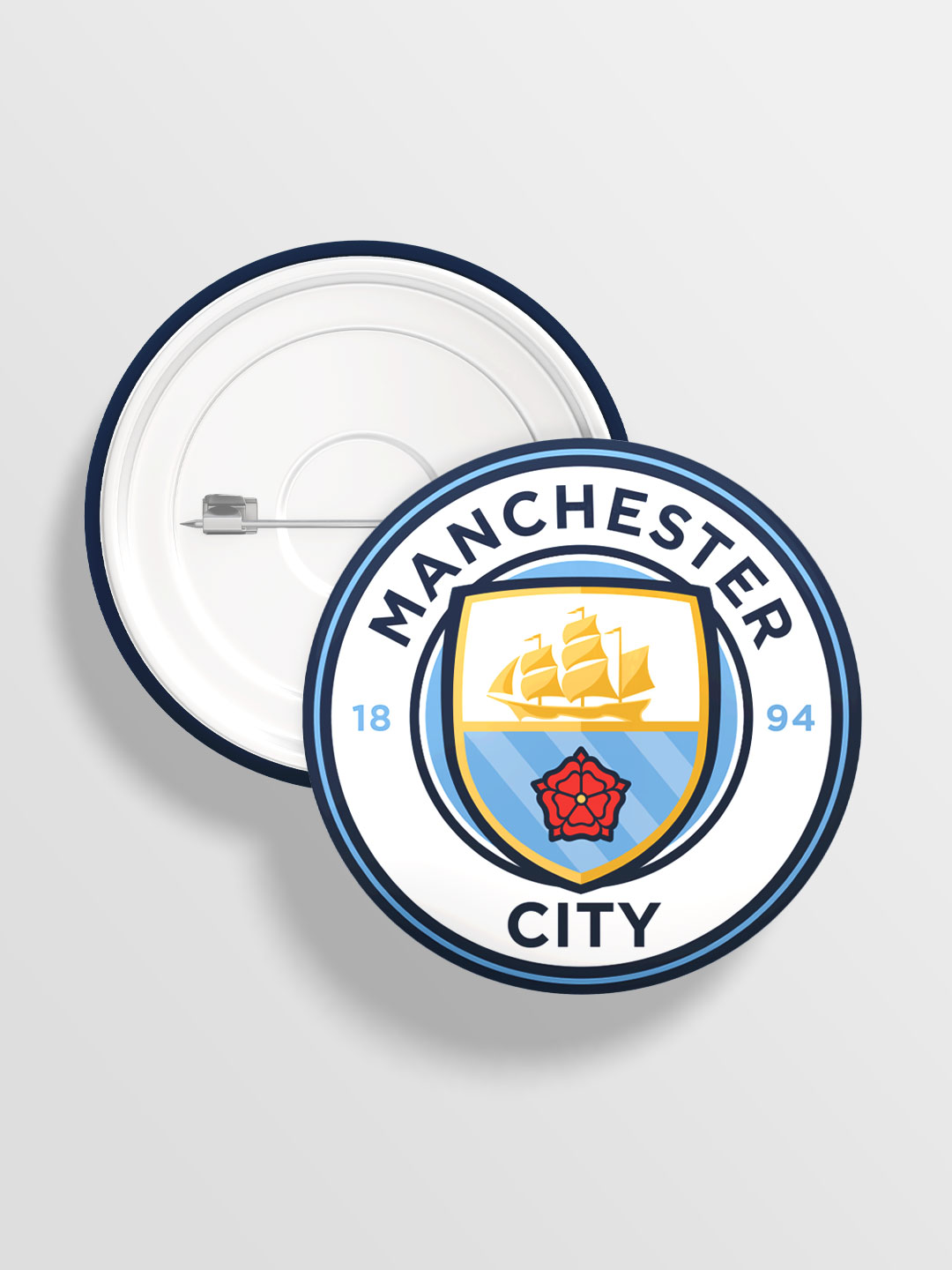 Manchester City F.C. Blue and White Printed Manchester City Crest Pin Badge (Pack of 1) (1)