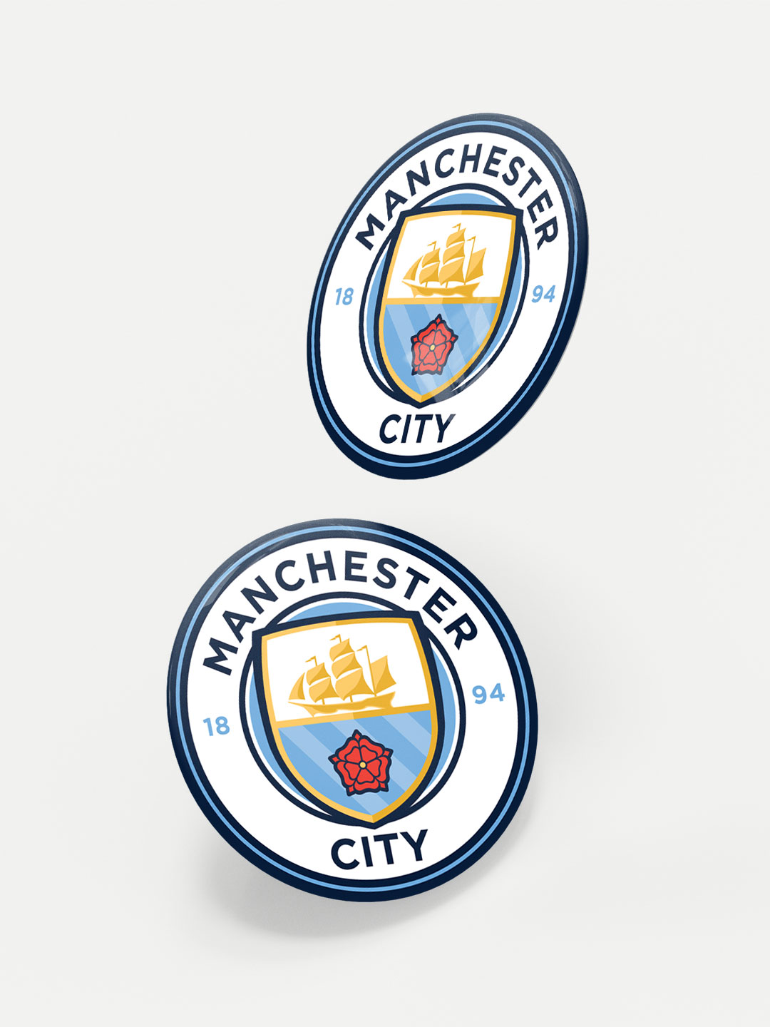 Manchester City F.C. Blue and White Printed Manchester City Crest Pin Badge (Pack of 1) (2)