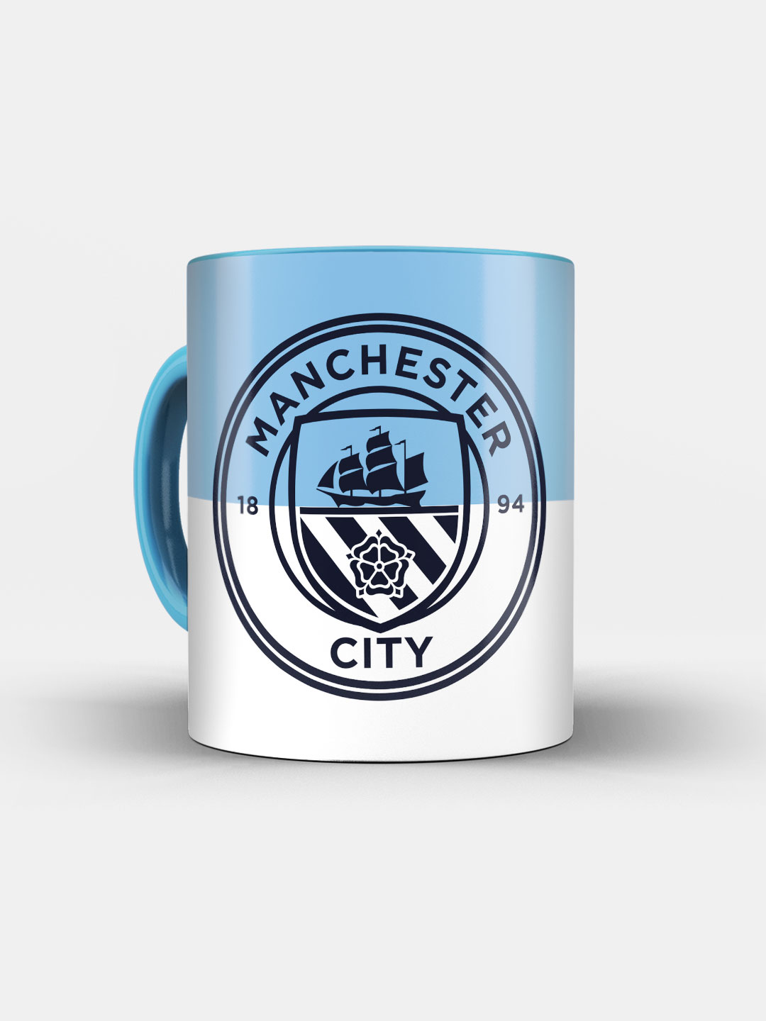 Blue and White Printed Manchester City Sigil Ceramic Coffee Mug 325 ml (Pack of 1)