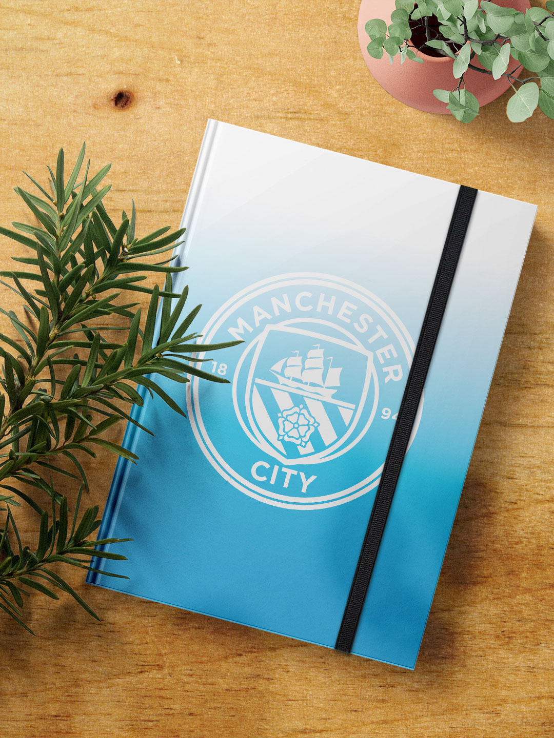 Manchester City F.C. Blue and White Printed Manchester City Sigil Hard Cover A5 Ruled Notebook (Pack of 1) (3)