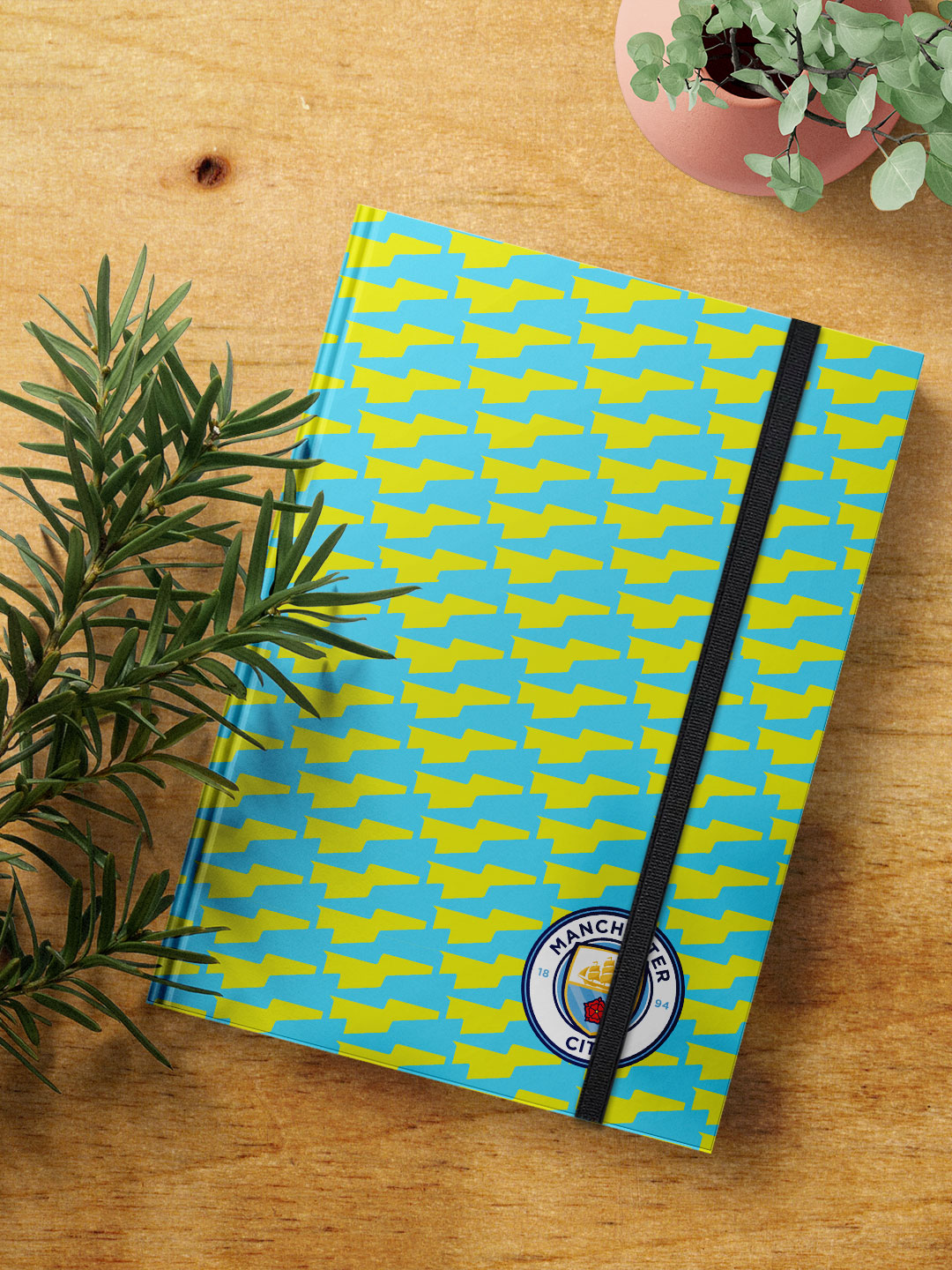 Manchester City F.C. Blue and Yellow Printed Manchester City Pattern Hard Cover A5 Ruled Notebook (Pack of 1) (3)