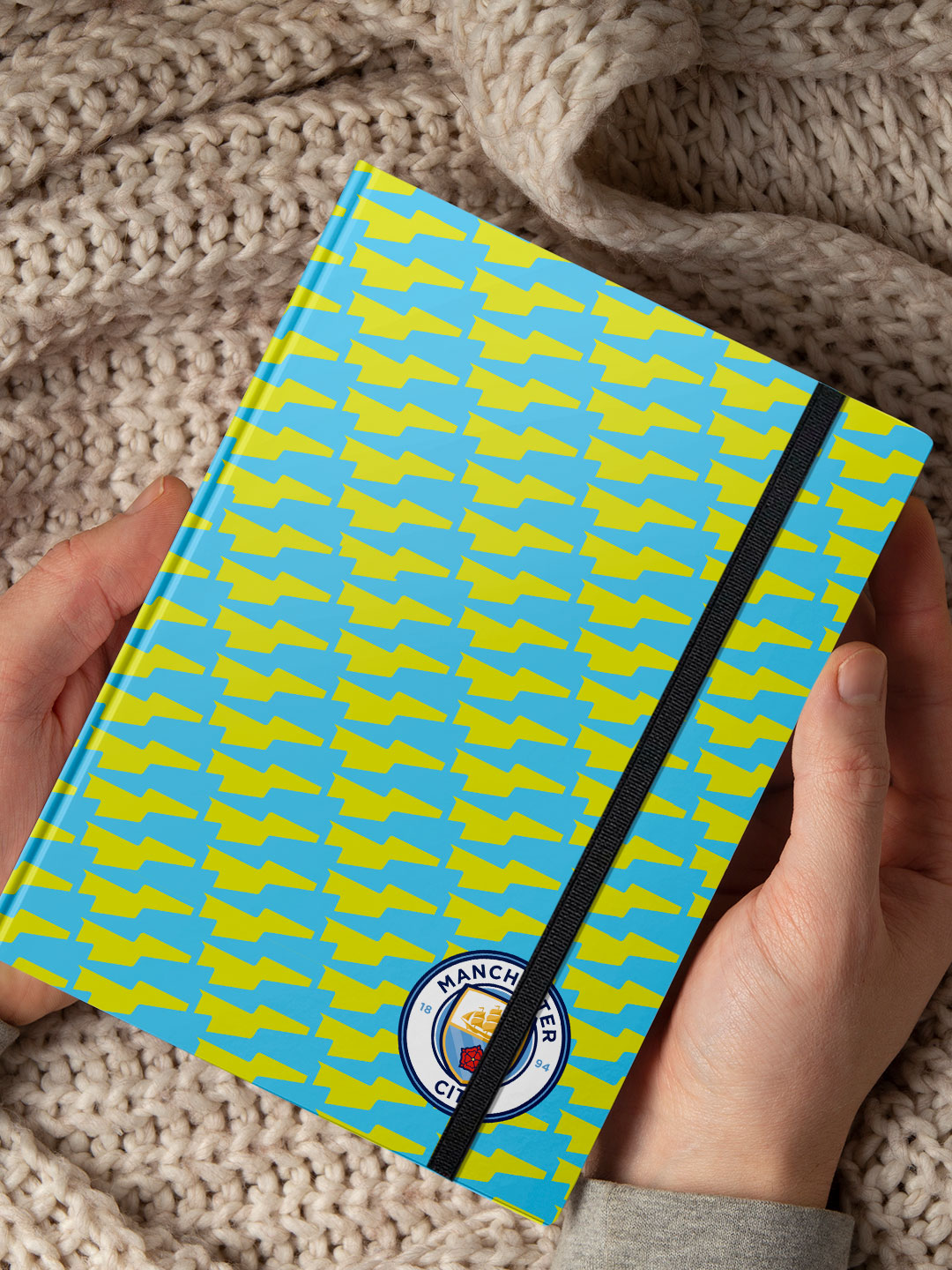 Manchester City F.C. Blue and Yellow Printed Manchester City Pattern Hard Cover A5 Ruled Notebook (Pack of 1) (4)