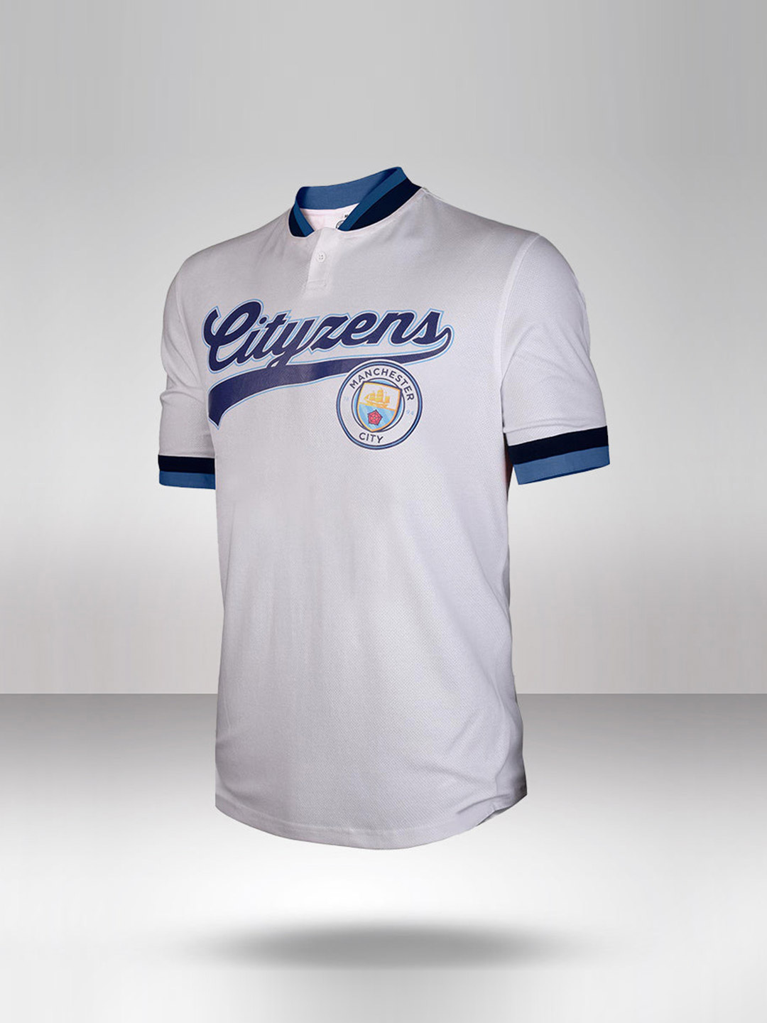 Manchester City F.C. Manchester City FC Men Bomber Henly White T-Shirt (1)