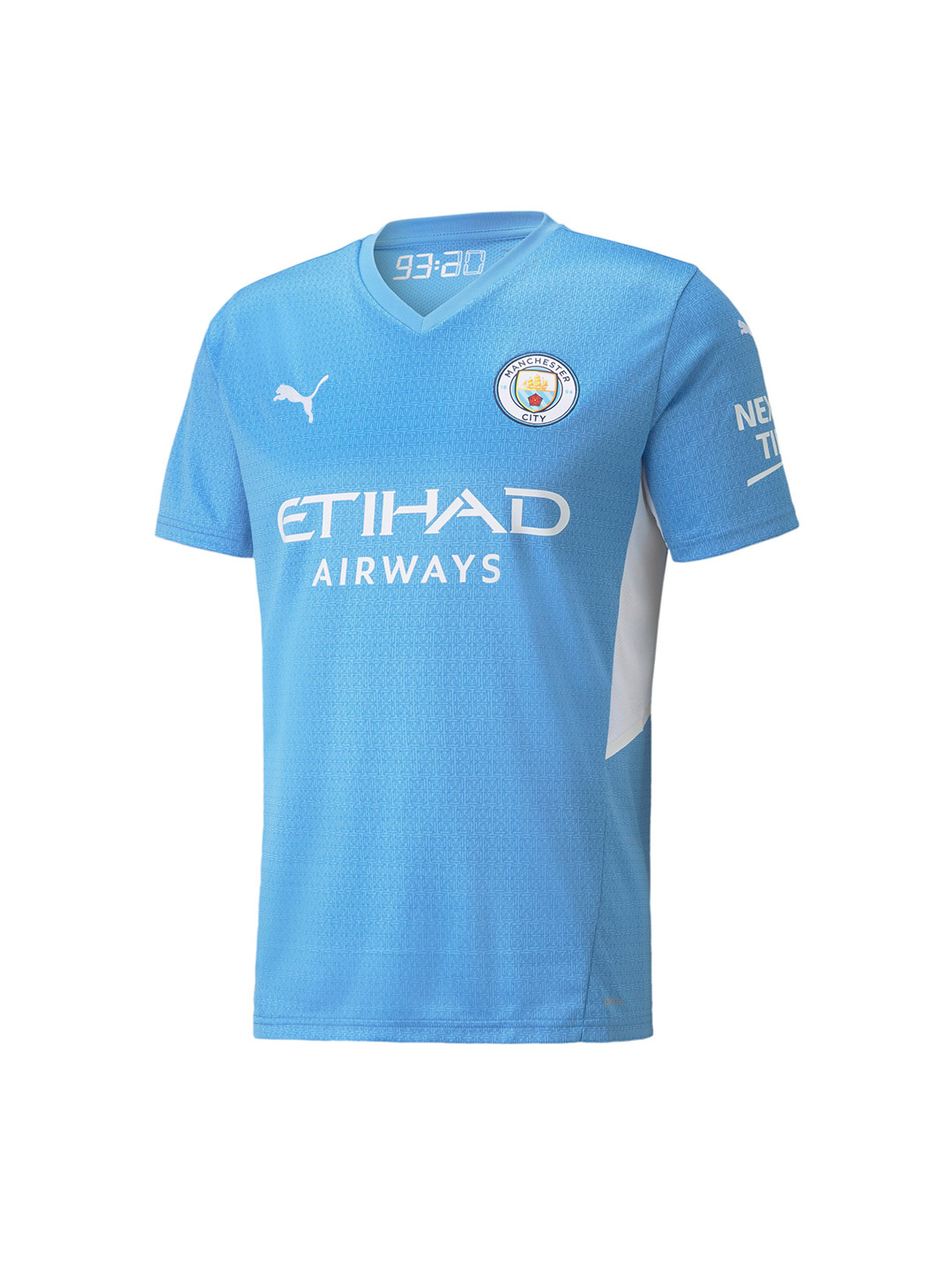 Manchester City F.C. Manchester City FC Puma Light Blue and White V Neck Home Jersey (1)