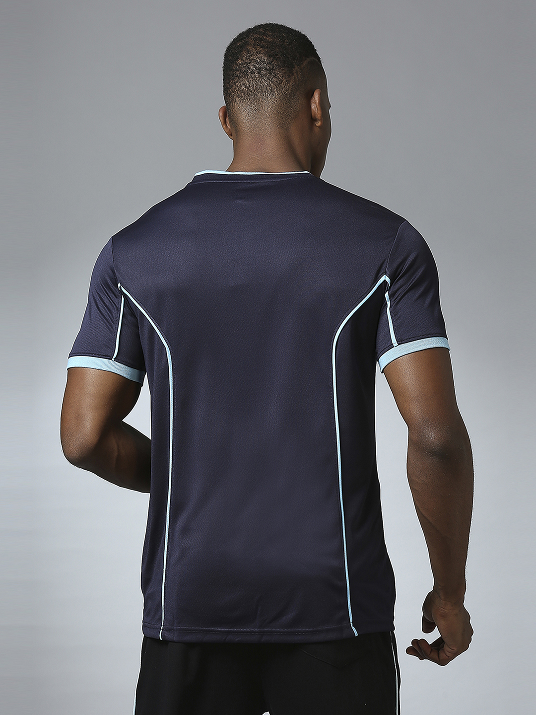 Manchester City F.C. Men Black Half Sleeves V-Neck Sports Core T-Shirts (4)