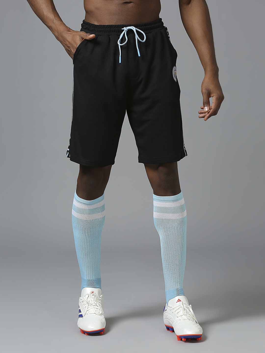 Men Black Logo Printed Mid-Rise Polyester Athleisure Shorts