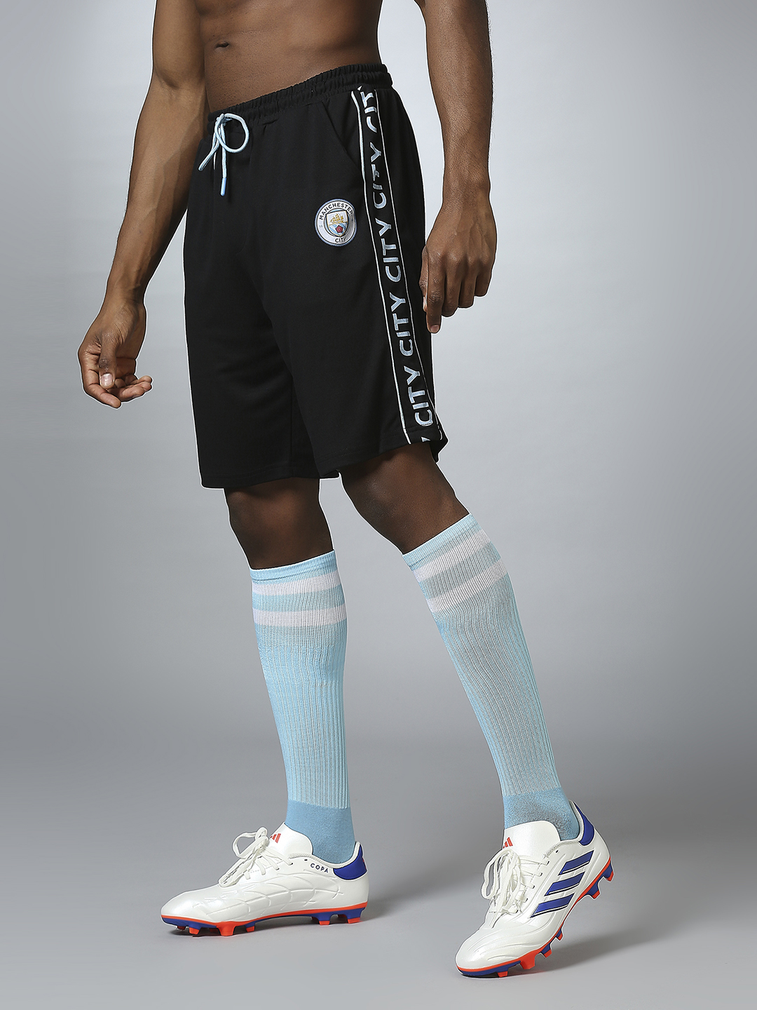 Manchester City F.C. Men Black Logo Printed Mid-Rise Polyester Athleisure Shorts (2)