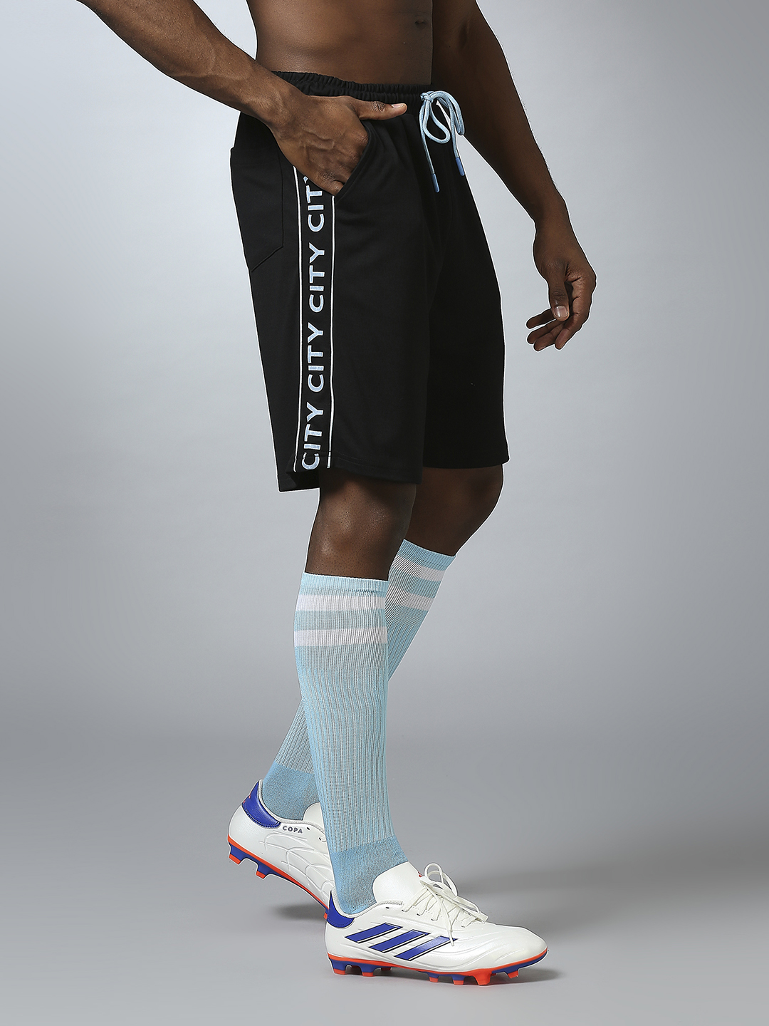Manchester City F.C. Men Black Logo Printed Mid-Rise Polyester Athleisure Shorts (3)