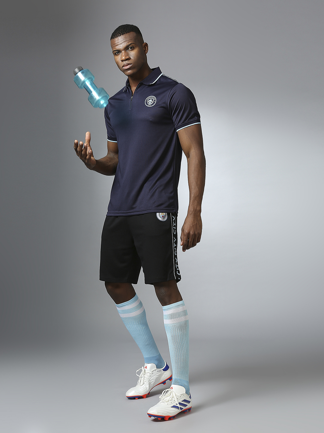 Manchester City F.C. Men Black Logo Printed Mid-Rise Polyester Athleisure Shorts (5)