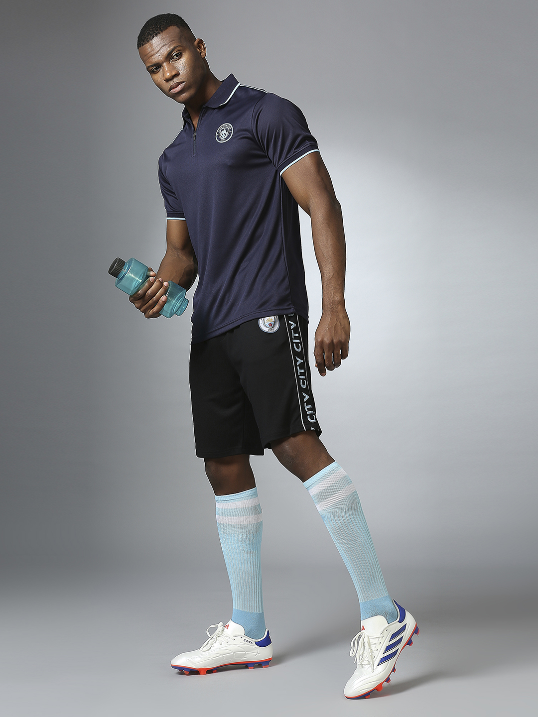 Manchester City F.C. Men Black Logo Printed Mid-Rise Polyester Athleisure Shorts (6)
