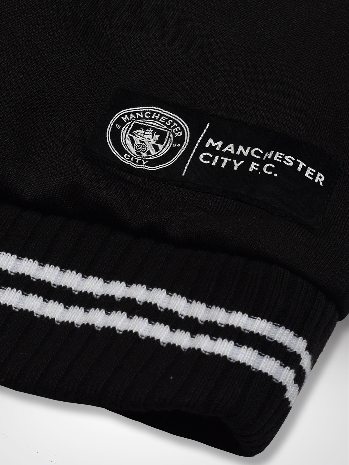 Manchester City F.C. Men Black Typography Printed Full Sleeves Stand-Collar Polyester Letterman Jacket (4)