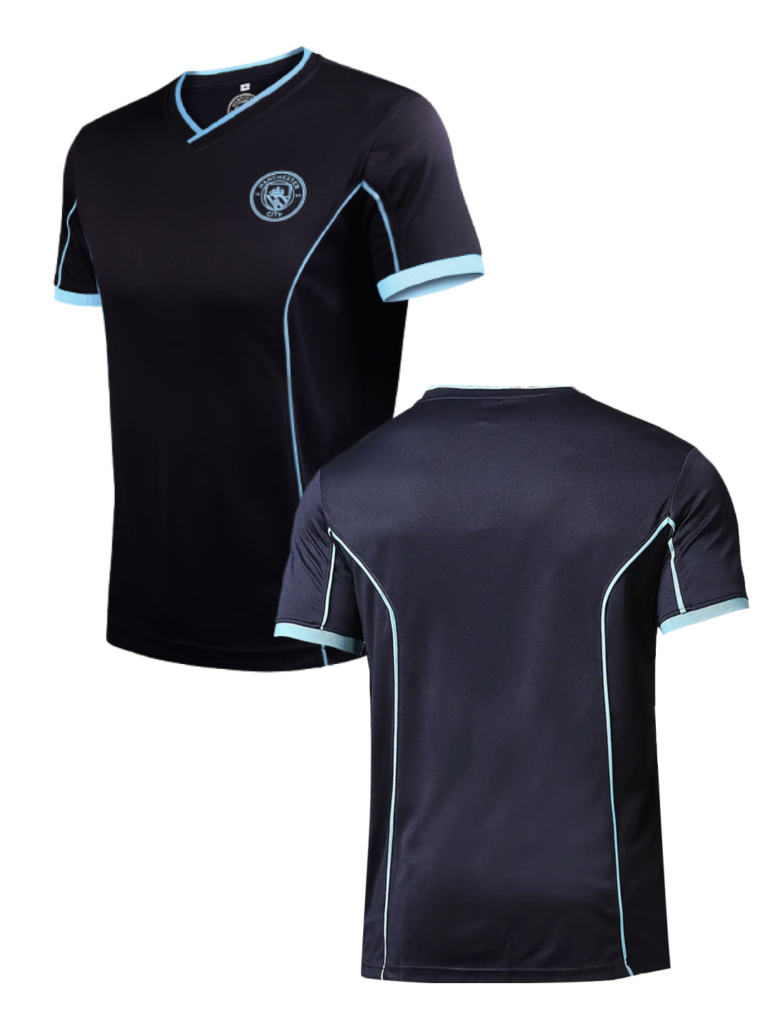 Manchester City F.C. Men Black V-Neck Sports T-Shirts - Customised (3)