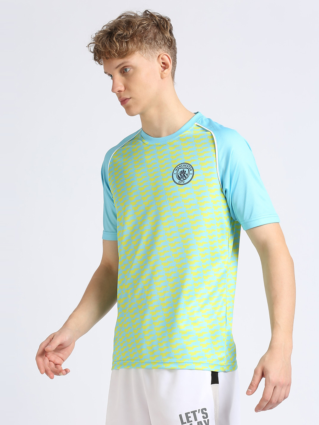 Manchester City F.C. Men Blue and Yellow Printed Round Neck Polyester T-shirt (2)