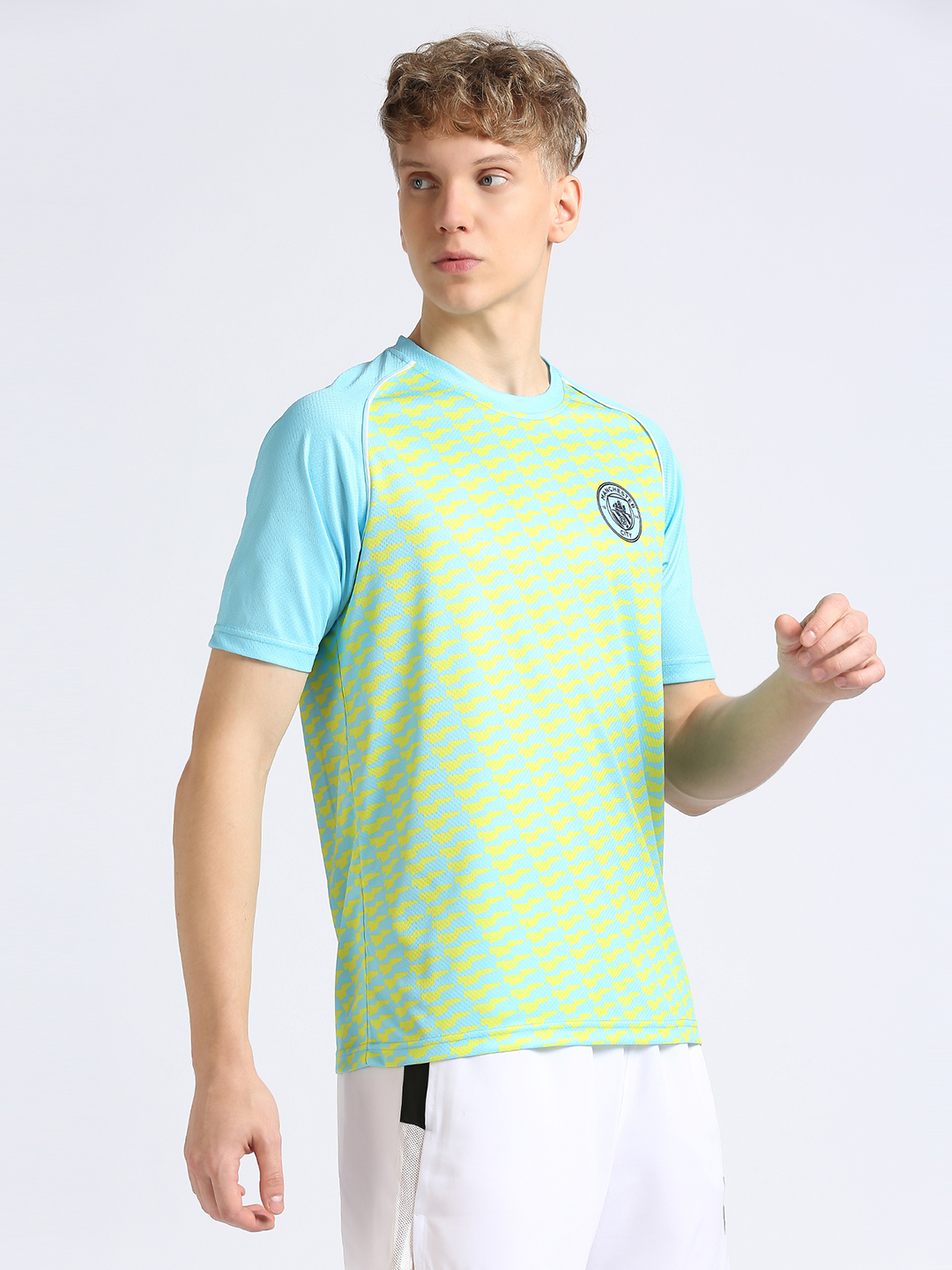Manchester City F.C. Men Blue and Yellow Printed Round Neck Polyester T-shirt (3)