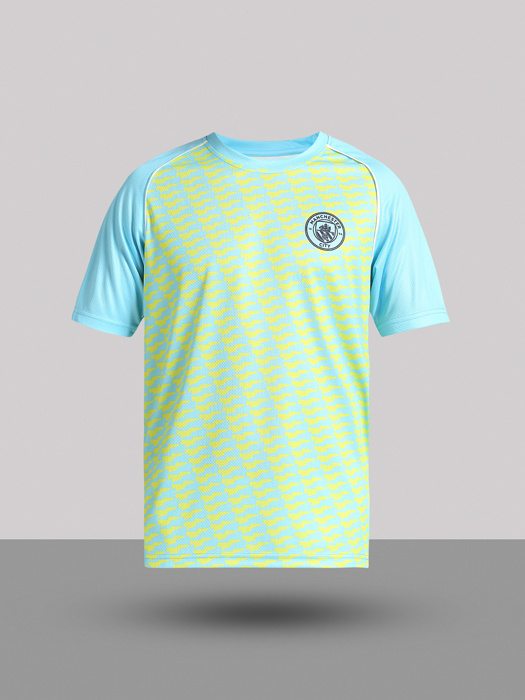 Manchester City F.C. Men Blue and Yellow Printed Round Neck Polyester T-shirt (8)