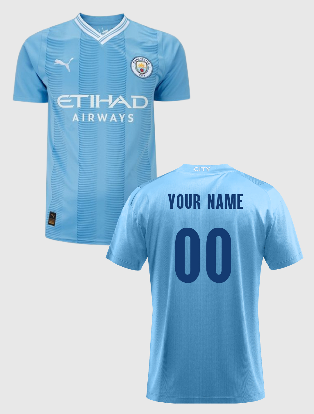 Manchester City F.C. Blue Home Replica Jersey - Customised