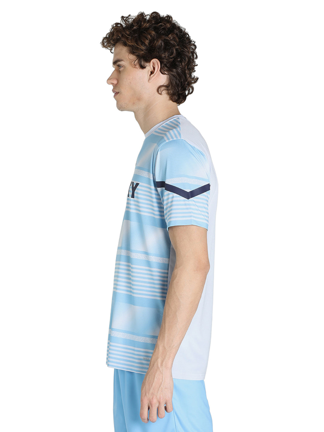 Manchester City F.C. Men Blue Logo Printed Half Sleeves Round Neck Polyester Pre-match Jersey (2)