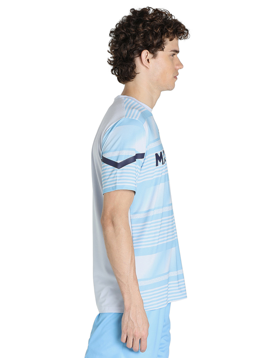 Manchester City F.C. Men Blue Logo Printed Half Sleeves Round Neck Polyester Pre-match Jersey (4)
