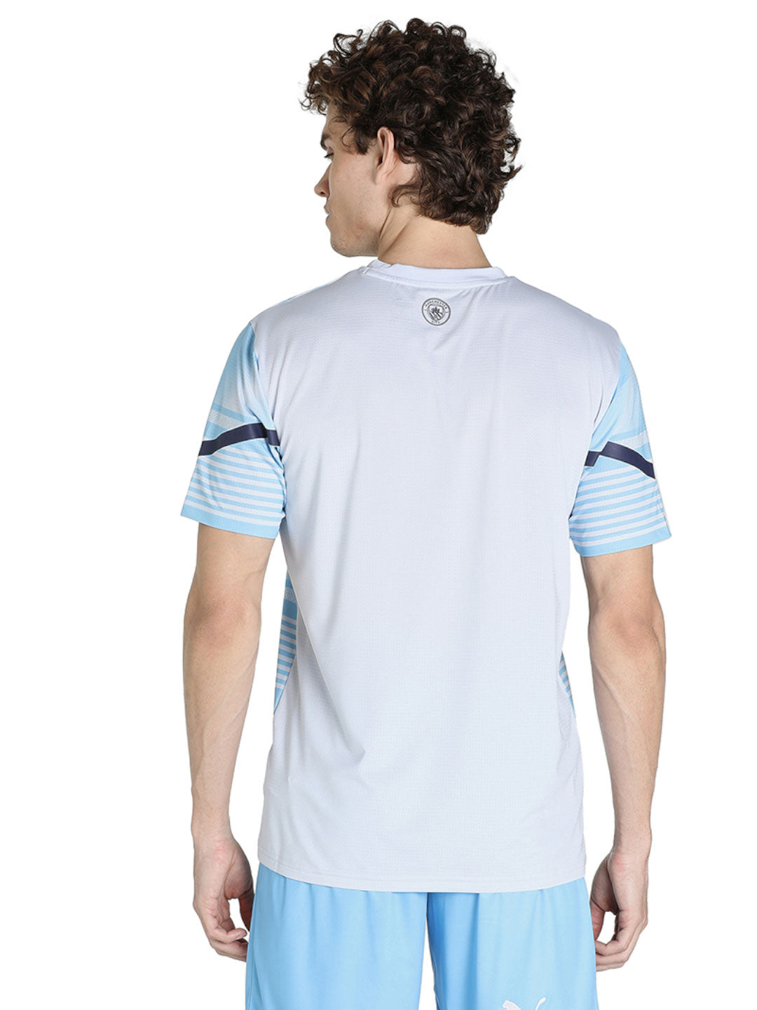 Manchester City F.C. Men Blue Logo Printed Half Sleeves Round Neck Polyester Pre-match Jersey (3)