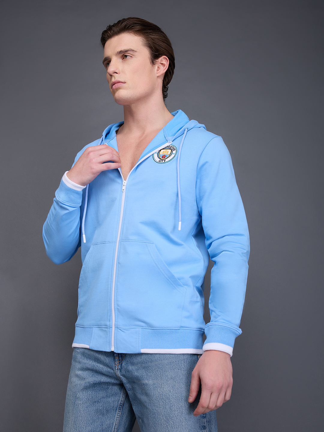 Manchester City F.C. Men Blue Printed Full Sleeves Zipper Cotton Sweatshirts (2)