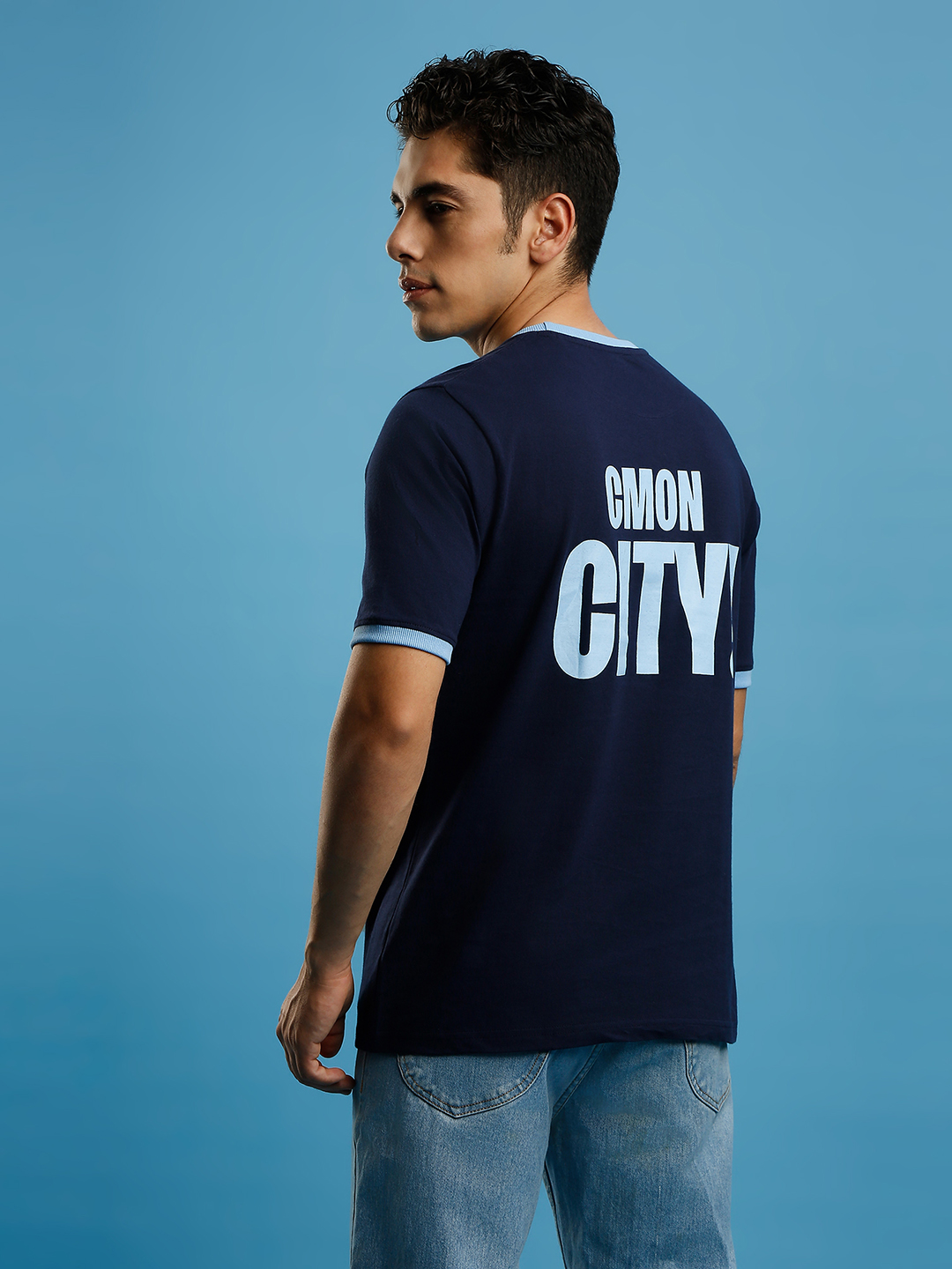 Manchester City F.C. Men Blue Typography Logo Printed Round Neck Cotton T-Shirt (4)