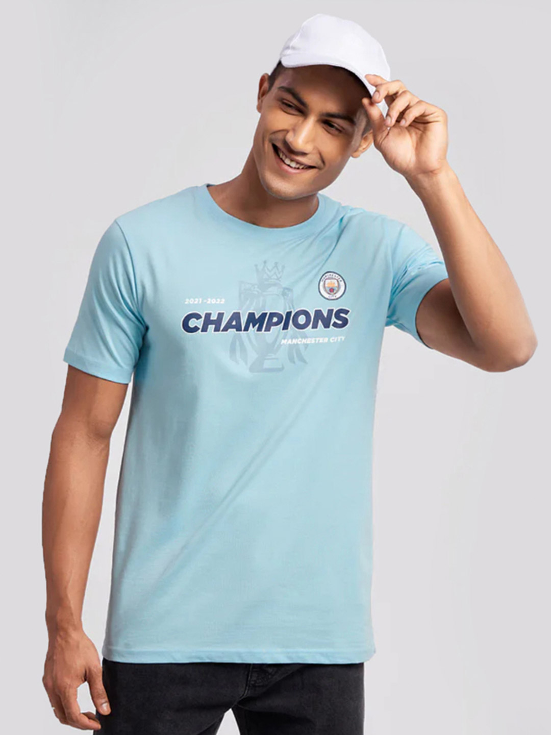 Manchester City F.C. Men Green Printed Round Neck T-Shirts (1)