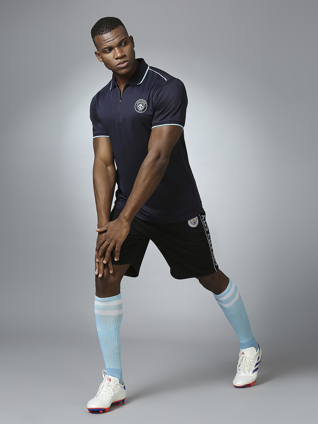 Manchester City F.C. Men Navy Blue Half Sleeves Polo Collar Sports Core T-Shirt (6)