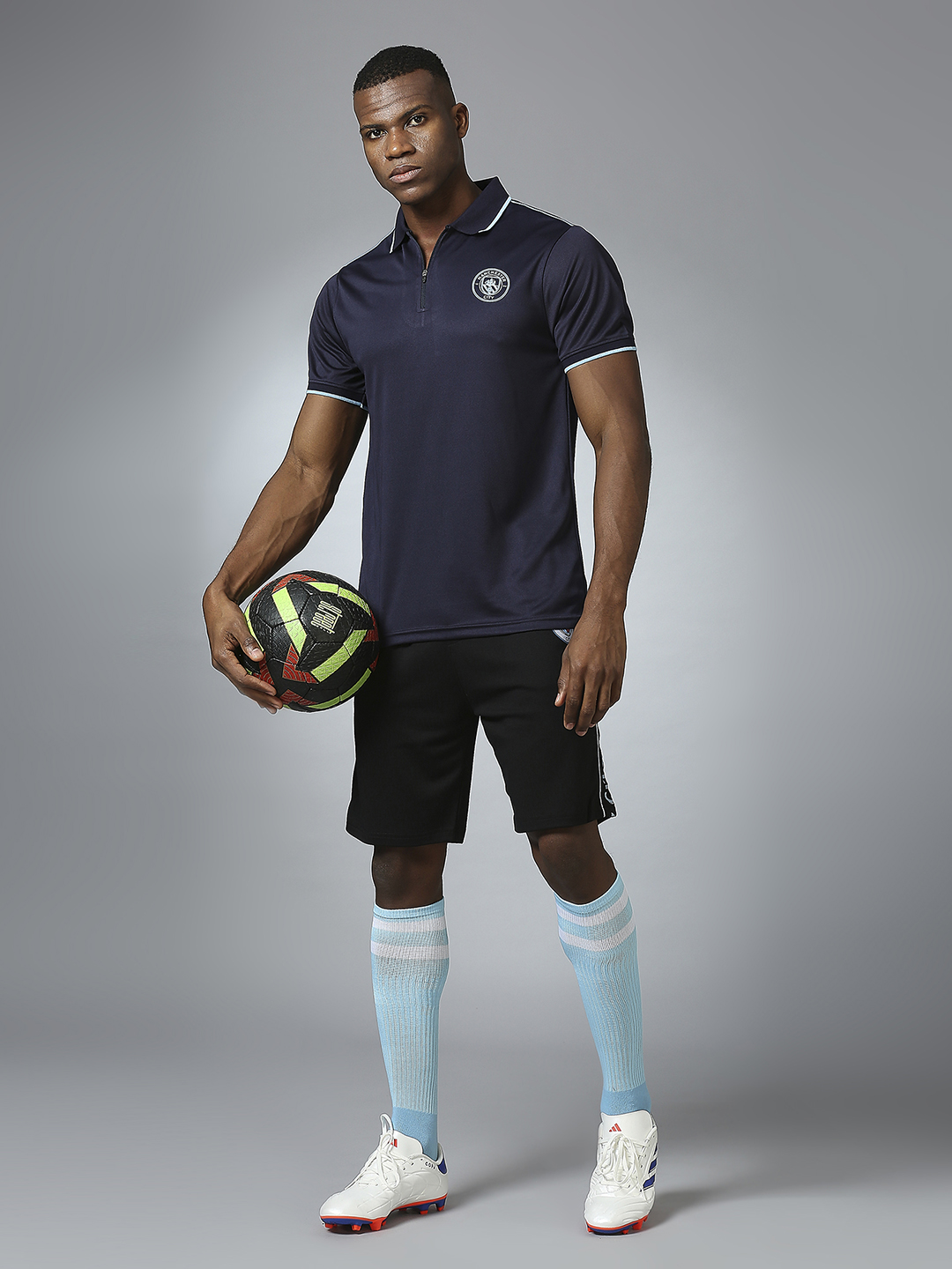 Manchester City F.C. Men Navy Blue Half Sleeves Polo Collar Sports Core T-Shirt (7)