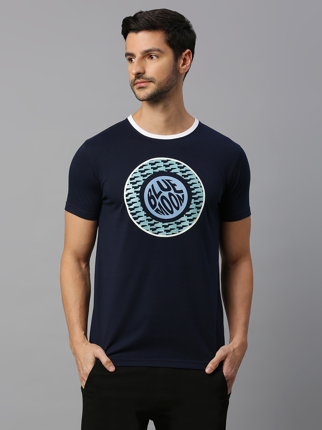 Manchester City F.C. Men Navy Blue Printed Half Sleeves Round Neck Cotton T-Shirt (1)