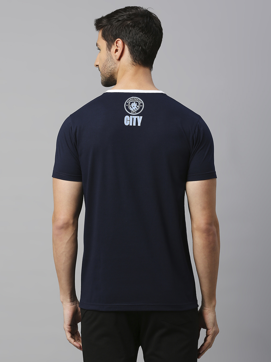 Manchester City F.C. Men Navy Blue Printed Half Sleeves Round Neck Cotton T-Shirt (2)