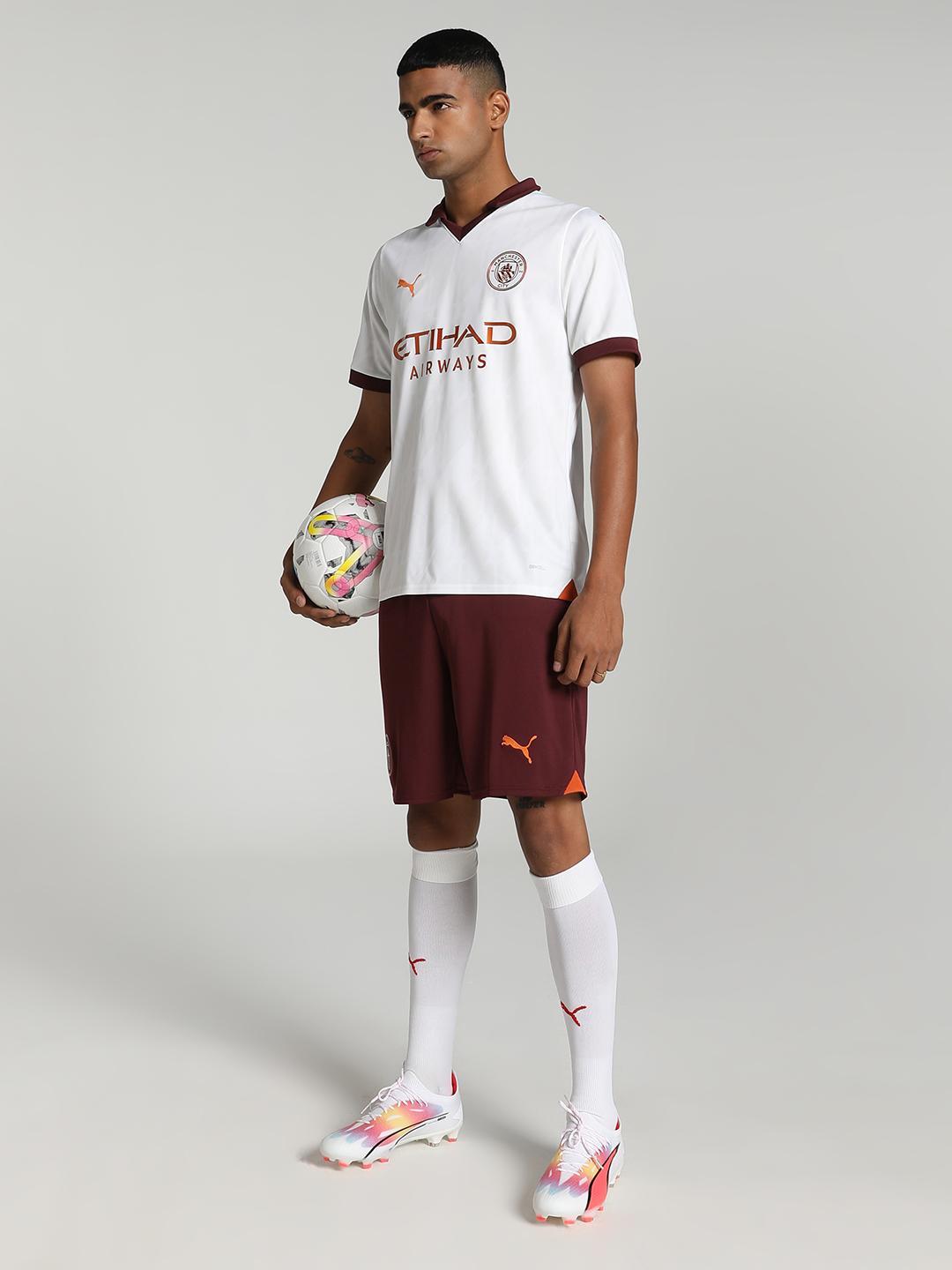 Manchester City F.C. Men White Away Replica Polyester Jersey (5)