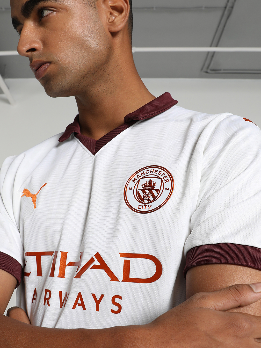 Manchester City F.C. Men White Away Replica Polyester Jersey (3)