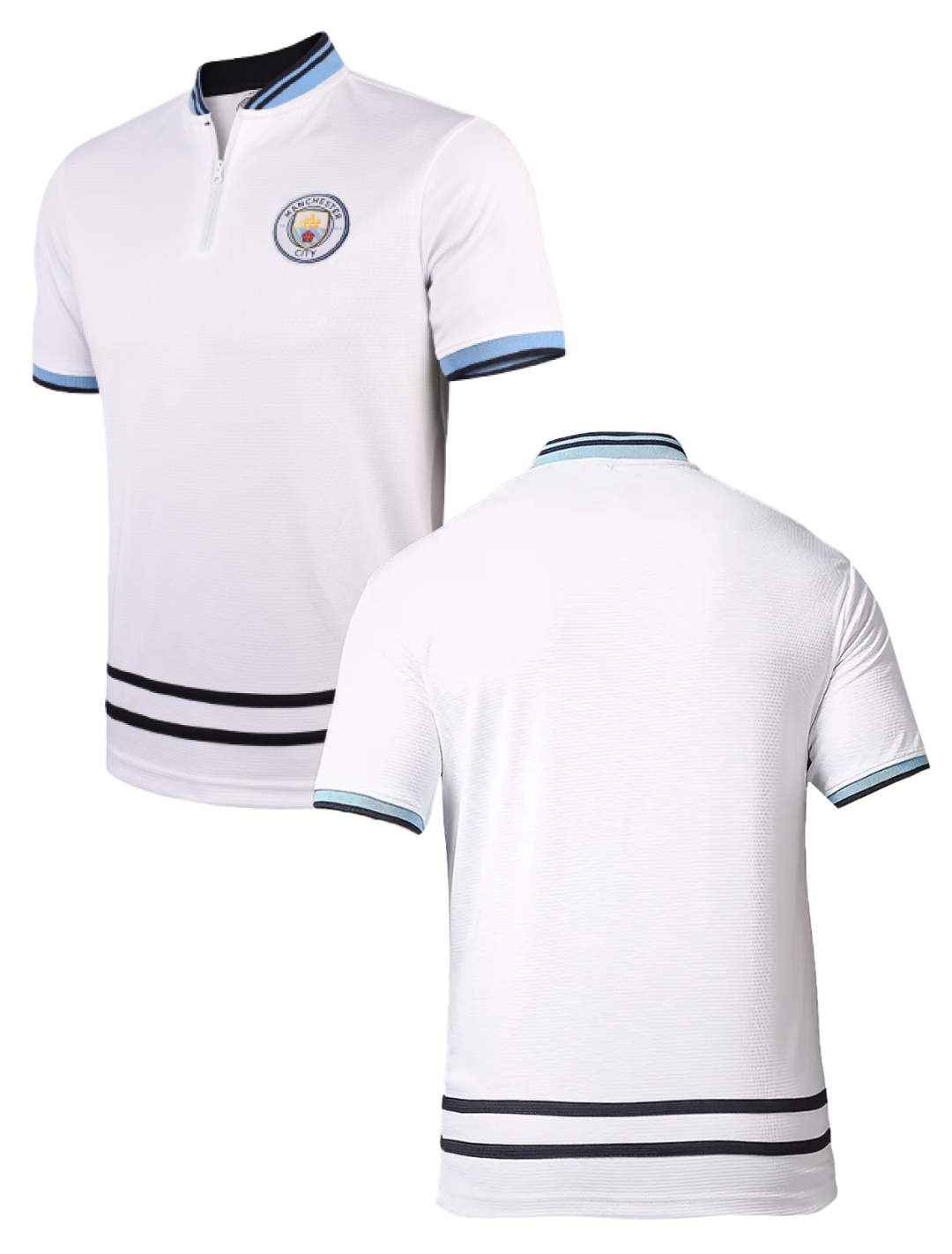 Manchester City F.C. Men White Logo Printed Half Sleeves Henley Neck Polyester T-Shirt - Customised (3)