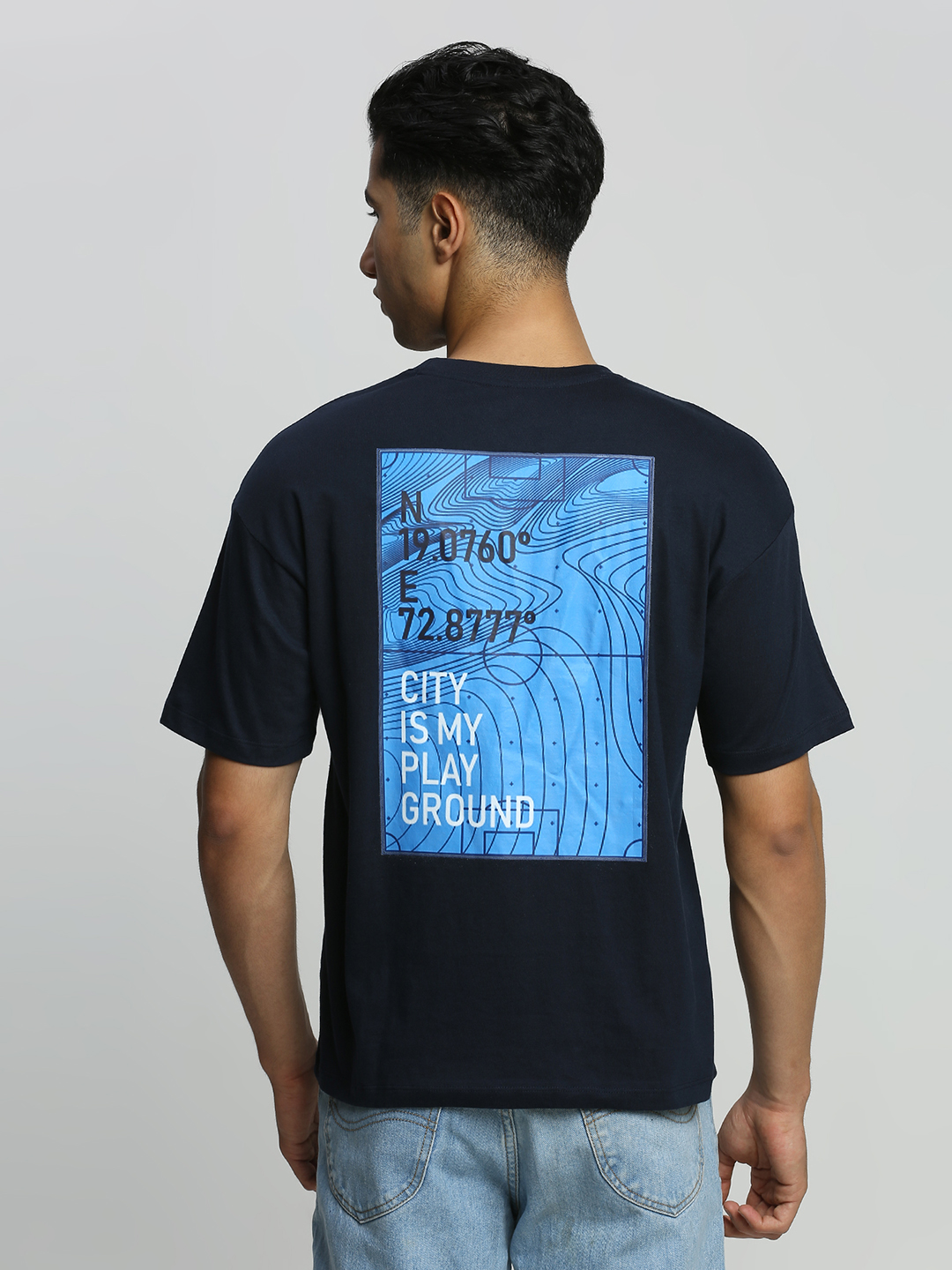 Mumbai City FC Men Amchi Mumbai Navy Blue Oversized Cotton Round Neck T-shirt (4)