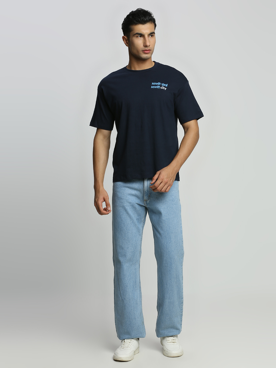 Mumbai City FC Men Amchi Mumbai Navy Blue Oversized Cotton Round Neck T-shirt (5)