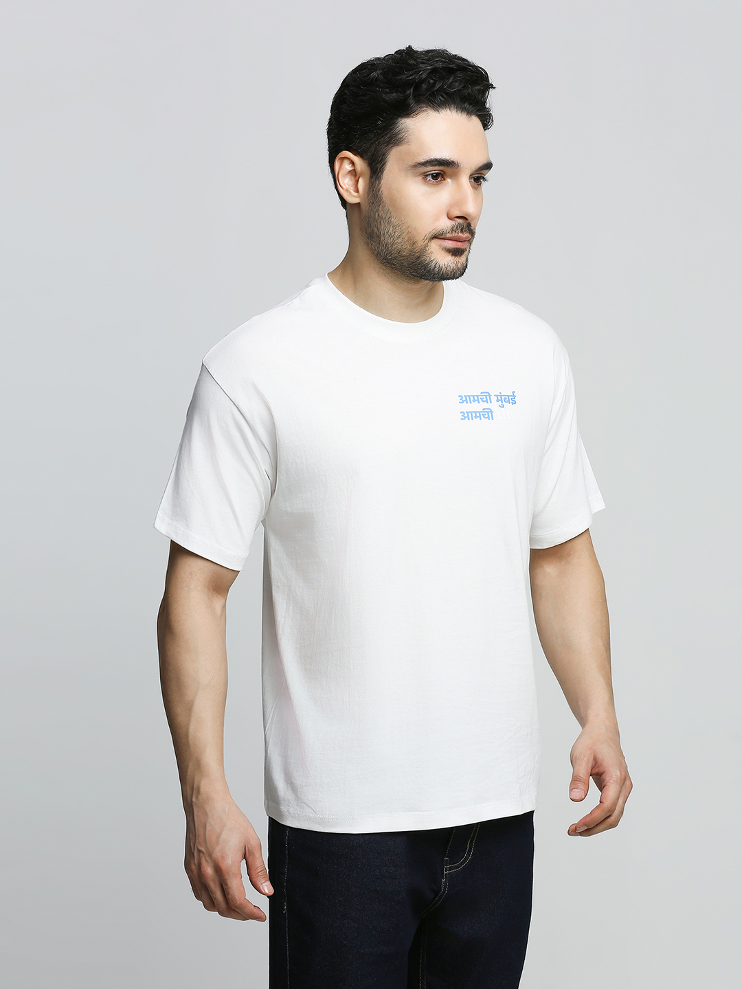 Mumbai City FC Men Amchi Mumbai White Oversized Cotton Round Neck T-shirt (3)