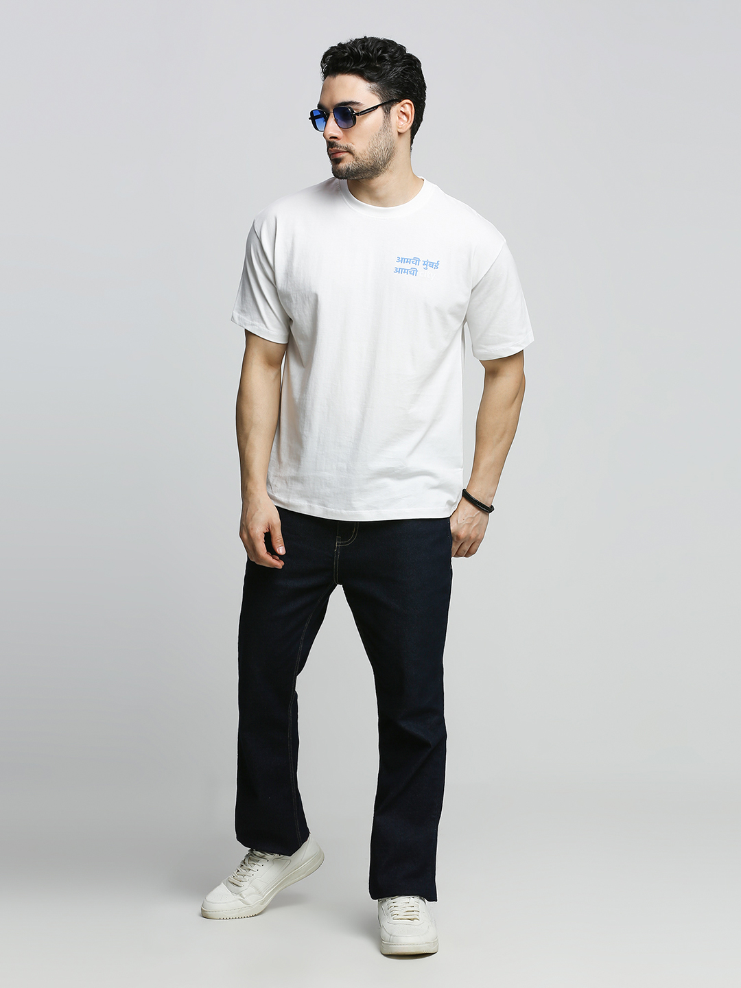 Mumbai City FC Men Amchi Mumbai White Oversized Cotton Round Neck T-shirt (5)