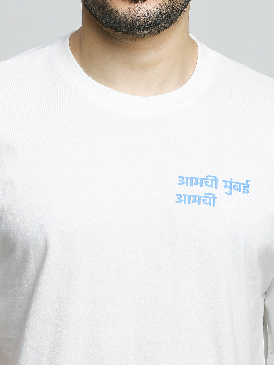 Mumbai City FC Men Amchi Mumbai White Oversized Cotton Round Neck T-shirt (6)