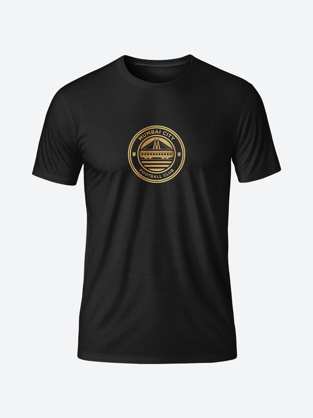 Mumbai City FC Men Black and Gold Printed Round Neck Cotton T-Shirts (1)